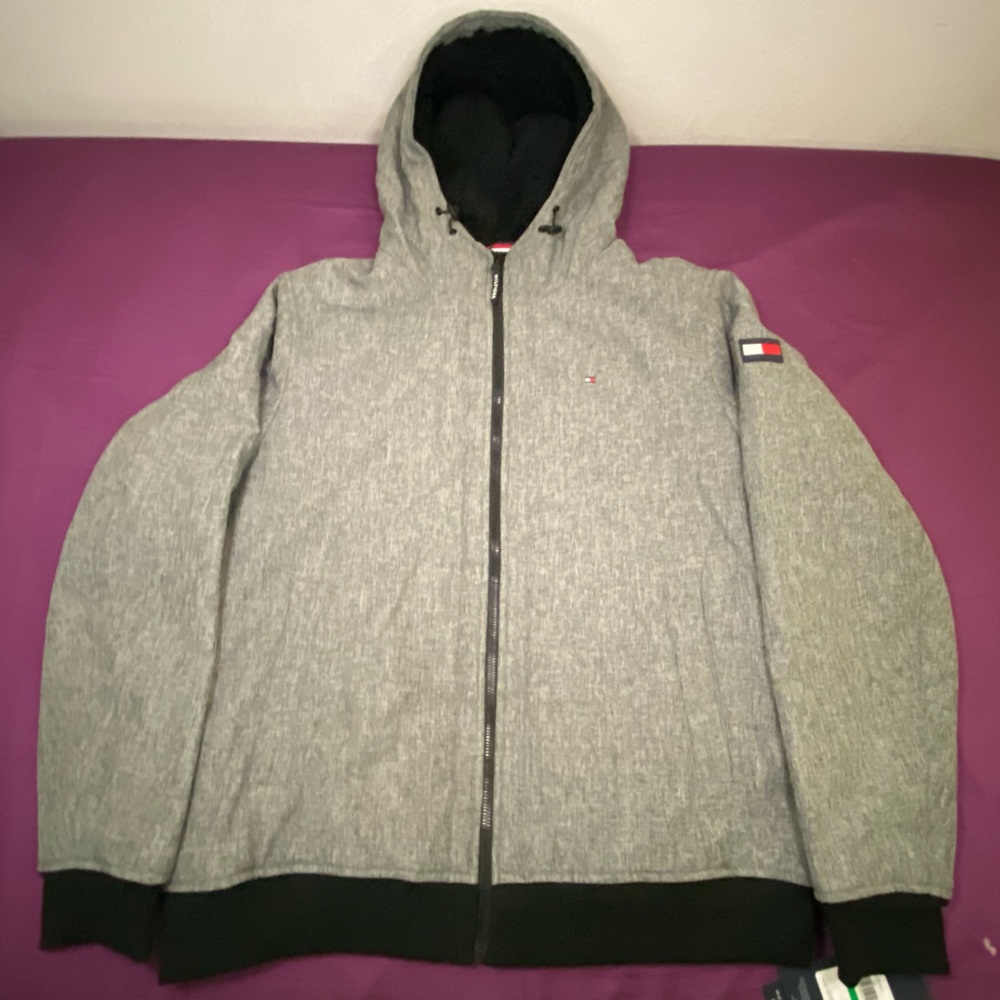 Tommy Hilfiger Men’s Sherpa Lined Softshell Jacket - Heather Grey - Large